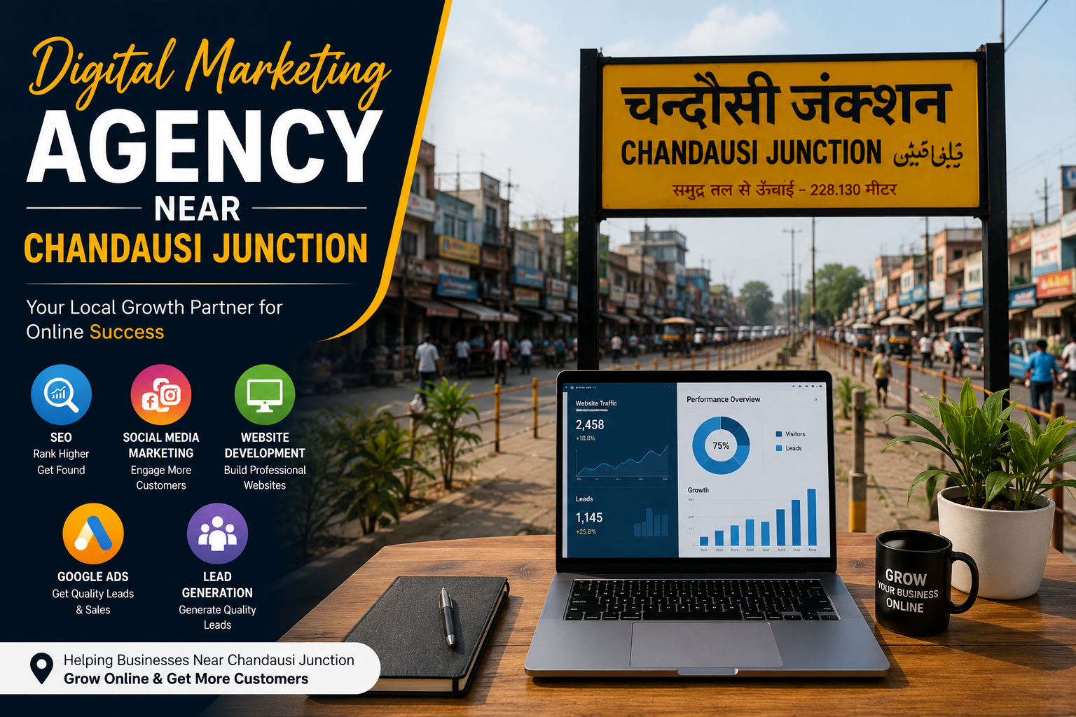Digital Marketing Agency Chandausi near Chandausi Junction helping local businesses grow online